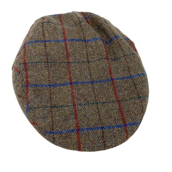 Failsworth Cap 6 3/4 Cambridge Plaid Brown Red Blue 100% Wool NWOT - Picture 2 of 11